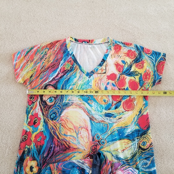 Exclusive Heart Floral Artistic Abstract Peacock Print Maxi Dress Size XL - Picture 8 of 11